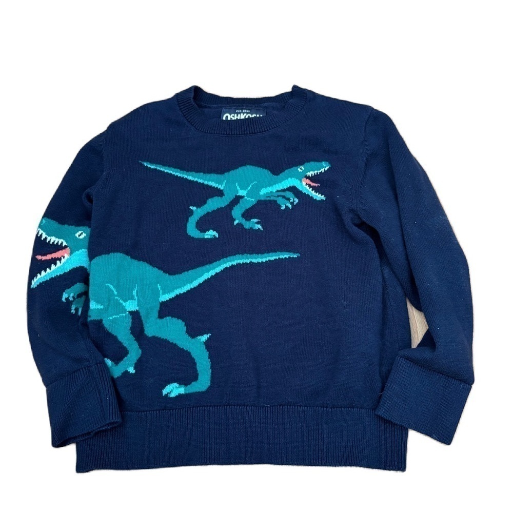 OshKosh B'Gosh, Navy Blue and Green Dinosaur Sweater Boy's Size 4